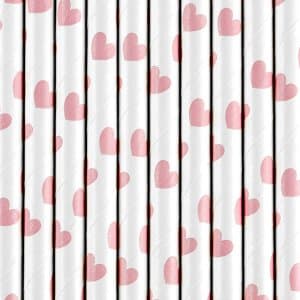 Sugrör - Hjärtan - Ljusrosa - 10-pack