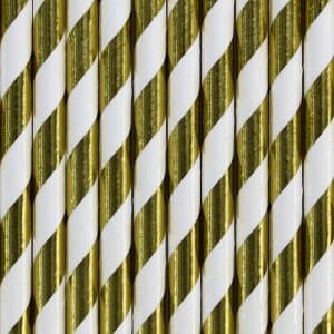 Sugrör - Randiga - Guldmetallic - 10 st