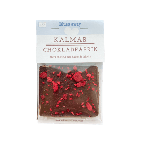 Mini Blues Away – Mörk choklad med hallon och lakrits 20g