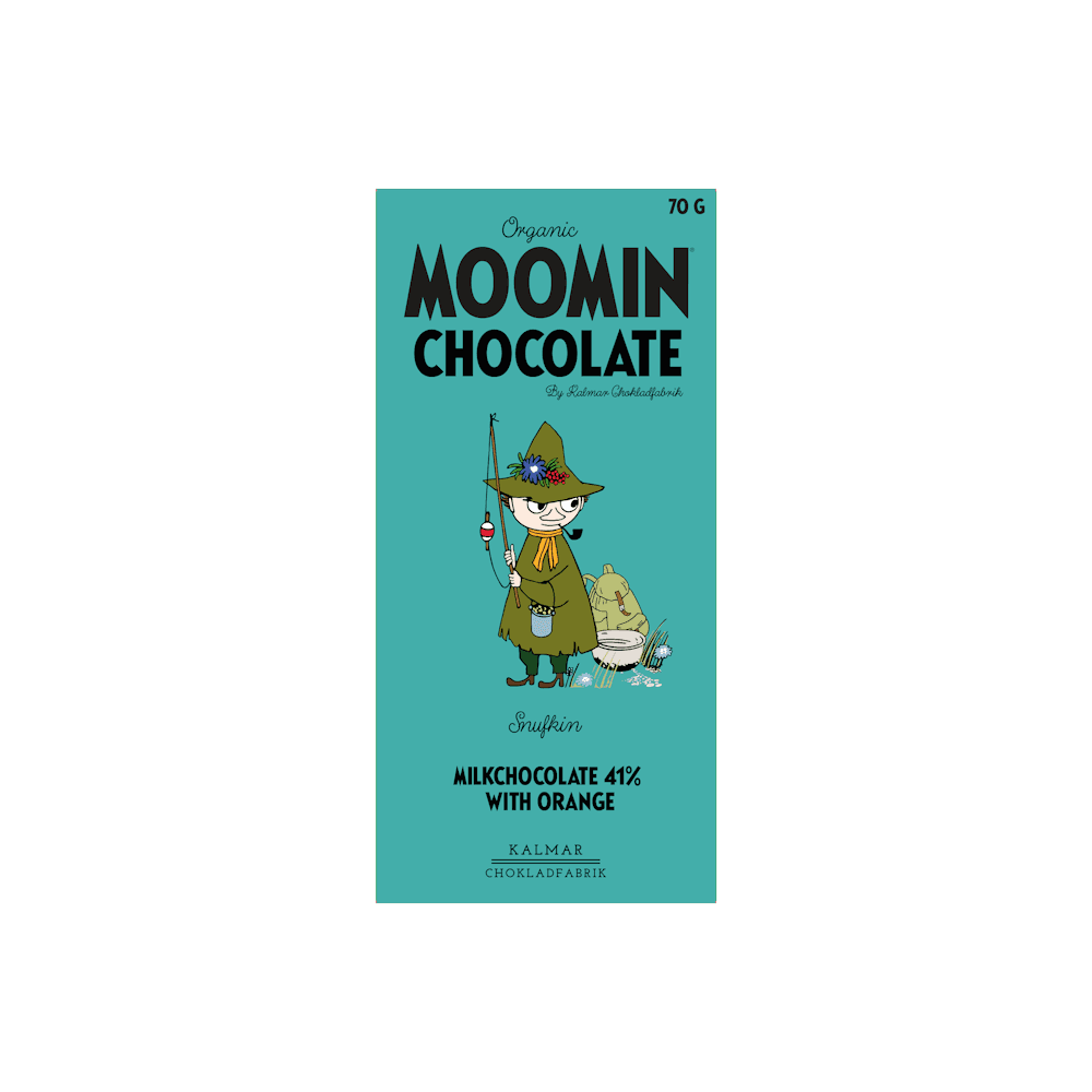 Organic Moomin Chocolate Snufkin - Mjölkchoklad 41% med Apelsinsmak