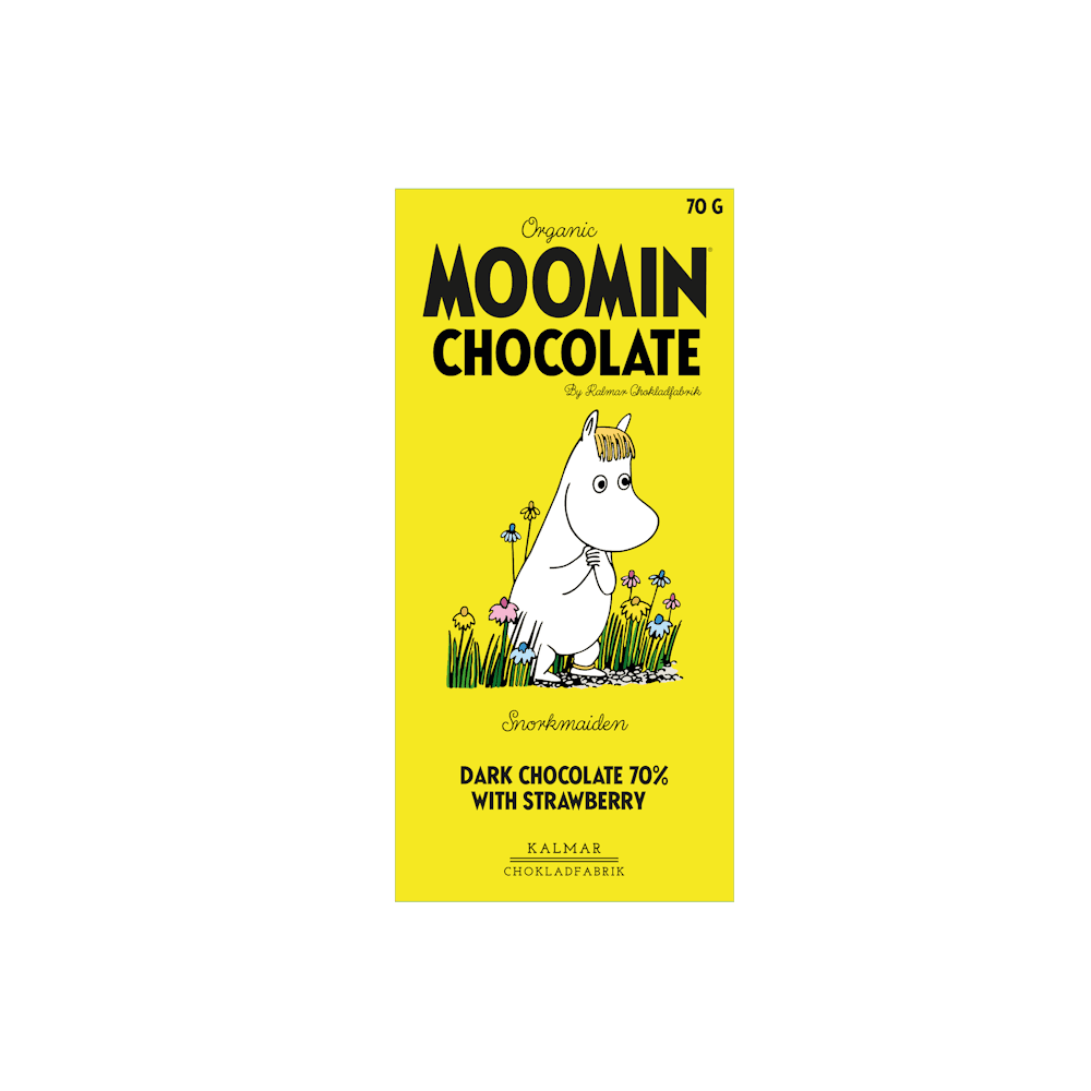Organic Moomin Chocolate Snorkmaiden - Mörk choklad 70% med jordgubb
